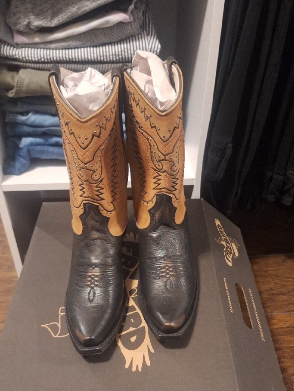 freebird Two-Tone Black & Tan Western Zip Boots - Picture 2 of 10